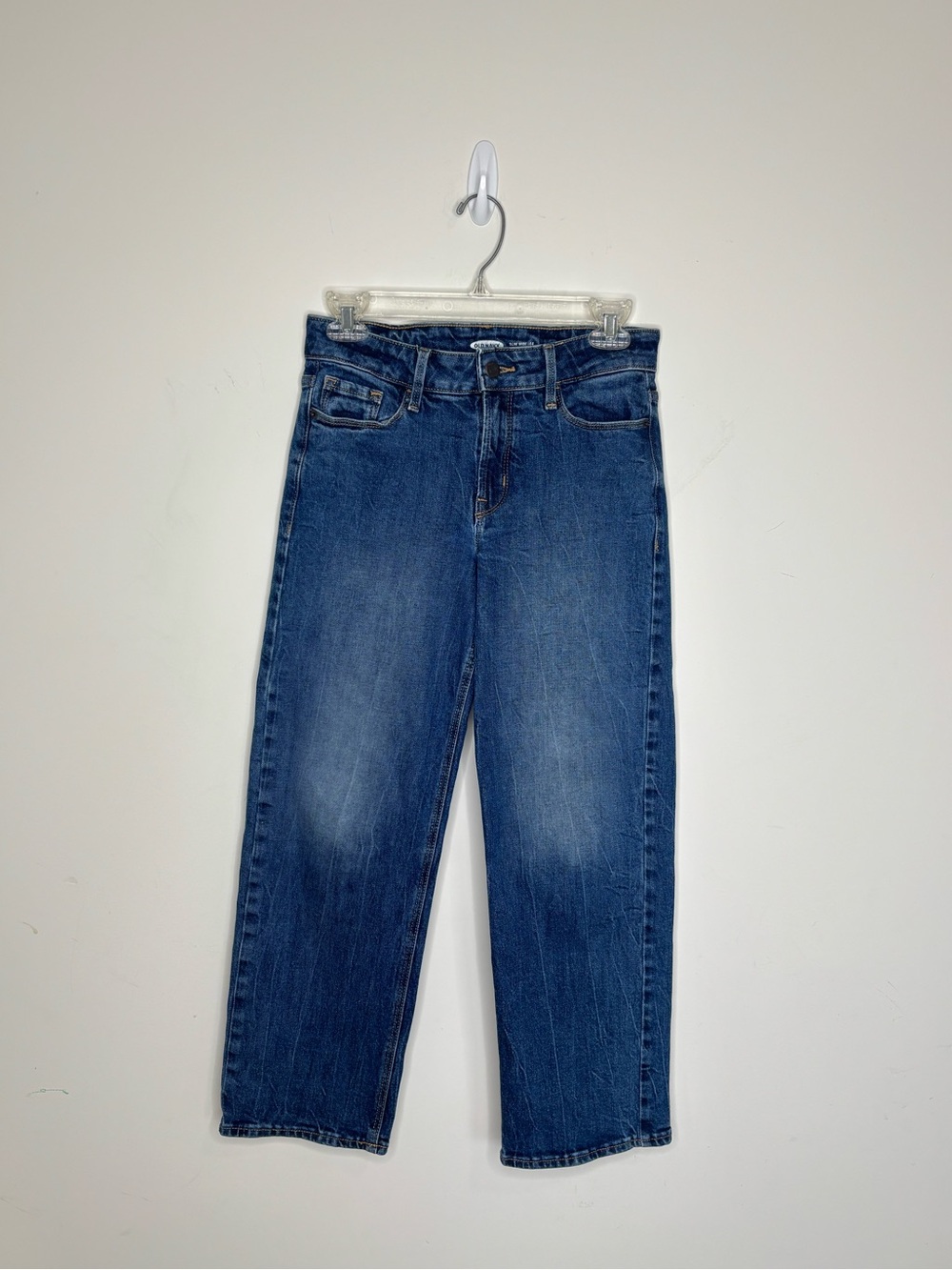 Old Navy Slim Wide Leg High-Rise Blue Jeans‎ Dark Wash Cotton Women Size 0